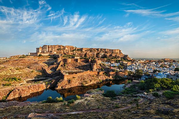 Famouse Rajasthan indian tourist landmark - Mehrangarh Fort, Jodhpur, Rajasthan, India